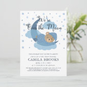 Wir sind über dem Mond und schlafen Bärenjunge mit Einladung (Stehend Vorderseite)