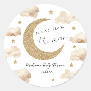 Wir sind über den Mond Boho Himmels-Baby-Party Runder Aufkleber
