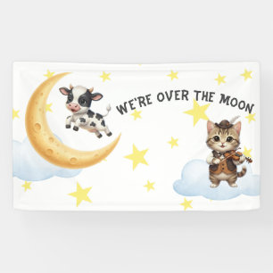 Wir sind über den Mond, Kuh, Mond, Katzen-Baby-Par Banner