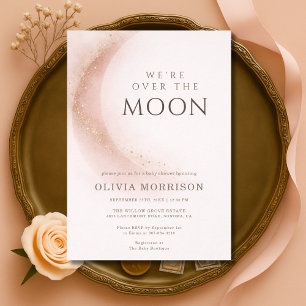 Wir sind über den Mond Rosa Mädchen-Baby-Party Einladung