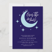 Wir sind über den Mond Stars dunkelblaue Babydusch Einladung (Vorderseite)