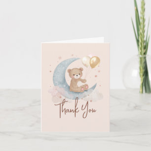 Wir sind über den Mond Teddybär Baby Shower Dankeskarte