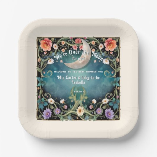 Wir sind über der Blumen-Mädchen-Babydusche Pappteller (Vorderseite)