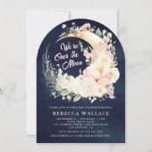 Wir sind über der Blumen-Mädchen-Navy-Babydusche Einladung (Vorderseite)