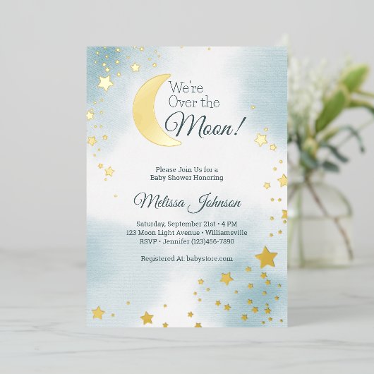 Wir sind über der Dreamy-Baby-Dusche Folieneinladung (Stehend vorne)