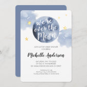 Wir sind über der Mond Baby Dusche Einladung (Vorne/Hinten)