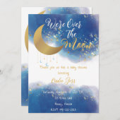 Wir sind über der Mond-Babydusche Einladung (Vorne/Hinten)