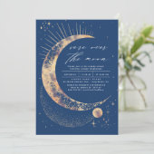 Wir sind über der Mond-Babydusche Einladung (Stehend Vorderseite)