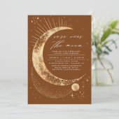 Wir sind über der Mond-Babydusche Einladung (Stehend Vorderseite)