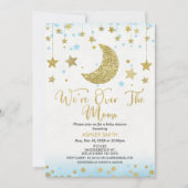 Wir sind über der Mond Boys Babydusche Einladung (Vorderseite)
