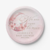 Wir sind über der Mond-Girl-Babydusche Pappteller (Vorderseite)