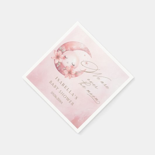 Wir sind über der Mond-Girl-Babydusche Serviette (Ecke)