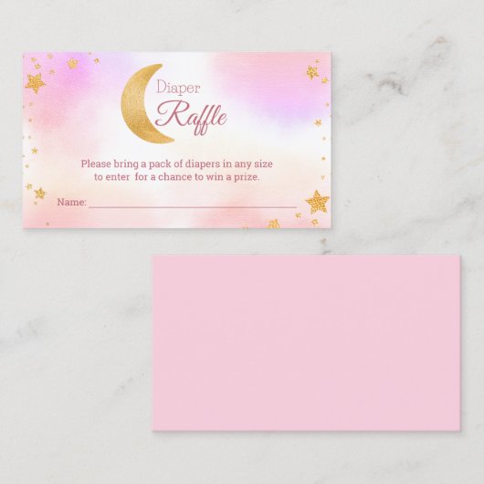 Wir sind über der Mond Girl Diaper Raffle Baby Dus Begleitkarte (Vorne/Hinten)