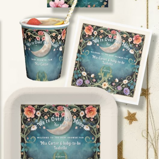 Wir sind über der Mond Girly Floral Girl Babydusch Serviette