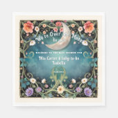 Wir sind über der Mond Girly Floral Girl Babydusch Serviette (Vorderseite)