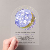 Wir sind über der Mond Lavendel Arch Babydusche Acryleinladungen (Insitu (Handheld))