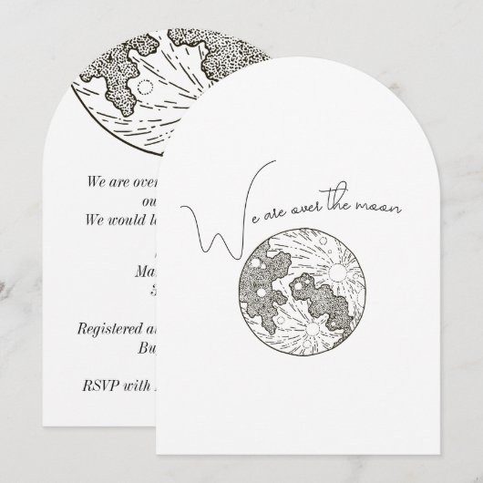 Wir sind über der Monddusche Einladung (Vorne/Hinten)