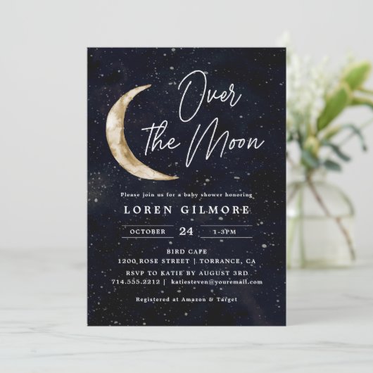 Wir sind über der Monddusche | Weltraum Einladung (Stehend Vorderseite)