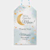 Wir sind über der Moon Boy Baby Dusche Danke Geschenkanhänger (Vorderseite)