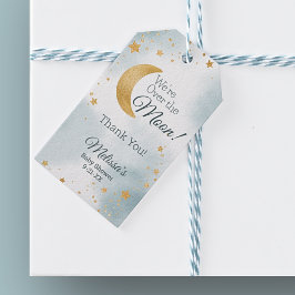 Wir sind über der Moon Boy Baby Dusche Danke Geschenkanhänger