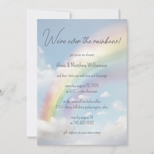 Wir sind über der Rainbow Baby-Dusche Einladung (Vorderseite)