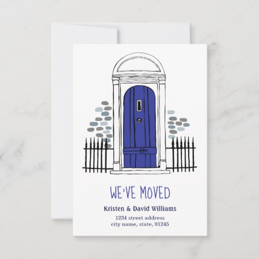 Wir sind umgezogen - Ankündigung über die Blaue Tü (Vorderseite)