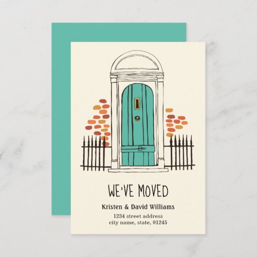 Wir sind umgezogen - Ankündigung über die Blaue Tü (Vorne/Hinten)