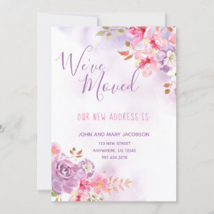 Wir sind umgezogen Aquarell Blumen Einladung