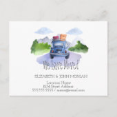 Wir sind umgezogen, Auto, Koffer, neue Adresse Ankündigungspostkarte (Vorderseite)