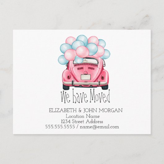 Wir sind umgezogen, Autos, neue Adresse Ankündigungspostkarte (Vorderseite)