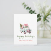 Wir sind umgezogen, blauer Lkw, Pine Tree Urlaub Ankündigungspostkarte (Stehend Vorderseite)