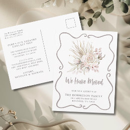 Wir sind umgezogen Boho Blush Rosen Neue Adresse Postkarte