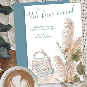 Wir sind umgezogen Boho Chic Macrame Pampas Gras U Ankündigung