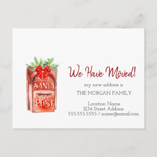 Wir sind umgezogen, Briefkasten Brief an den Weihn Ankündigungspostkarte (Vorderseite)