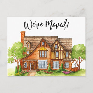 Wir sind umgezogen Cottage Umzugsankündigung Postk Postkarte