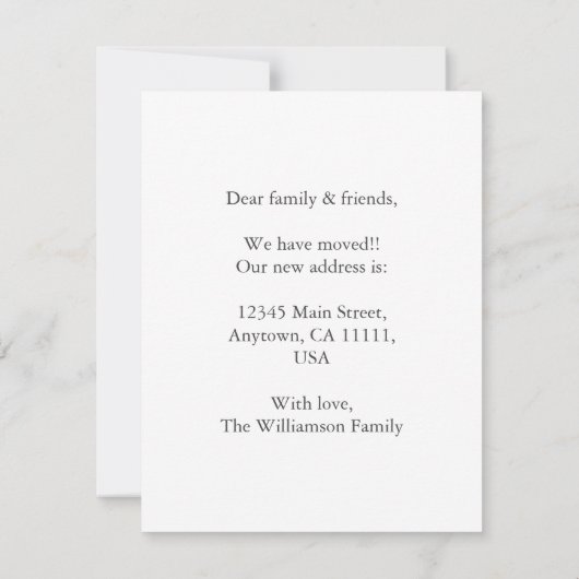 "Wir sind umgezogen" DMS koordiniert das Foto der Ankündigung (Rückseite)