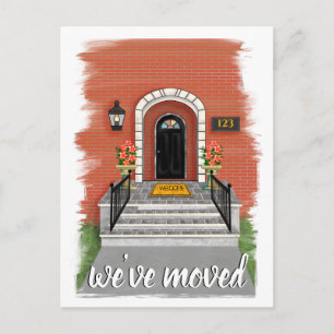 Wir sind umgezogen Elegantes Red Brick House Zei Ankündigungspostkarte