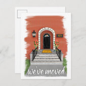 Wir sind umgezogen | Elegantes Red Brick House Zei Ankündigungspostkarte (Vorne/Hinten)