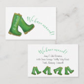 "Wir sind umgezogen" grüner Schweißschuh Visitenkarte (Vorne/Hinten)