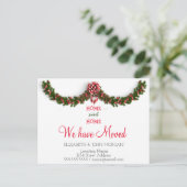 Wir sind umgezogen, Holly Berry Branches, Zuhause  Ankündigungspostkarte (Stehend Vorderseite)
