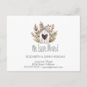 Wir sind umgezogen, Holzhaus, neue Adresse Ankündigungspostkarte (Vorderseite)