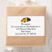 Wir sind umgezogen, LKW-Thema neue Adressetiketten (Insitu)