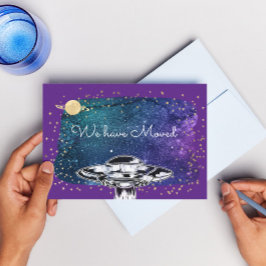 Wir sind umgezogen - lustiges UFO Postkarte