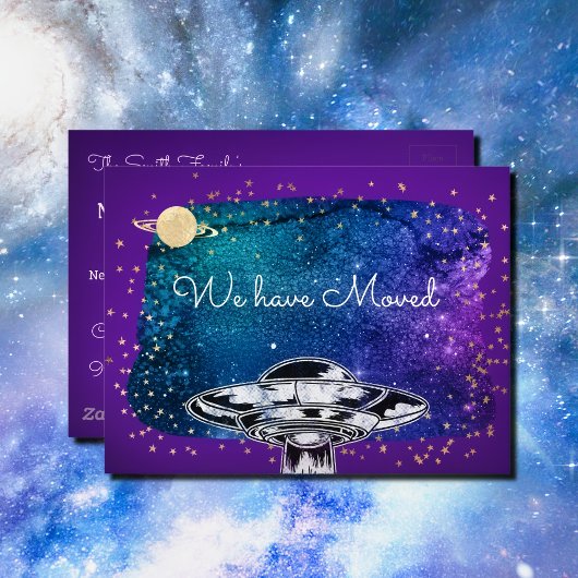 Wir sind umgezogen - lustiges UFO Postkarte