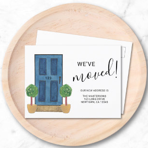 Wir sind umgezogen Neue Adresse Blaue Wasserfarbe  Ankündigungspostkarte