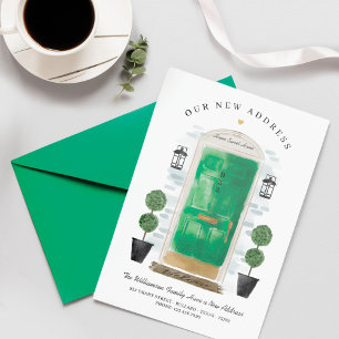Wir sind umgezogen - neue Adresse grüne Wasserfarb Ankündigung