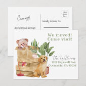 Wir sind umgezogen, neue Adresse Hund Ankündigung Postkarte (Vorne/Hinten)