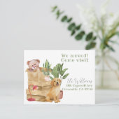 Wir sind umgezogen, neue Adresse Hund Ankündigung Postkarte (Stehend Vorderseite)