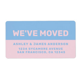Wir sind umgezogen Neue Adresse in Blau und Pink