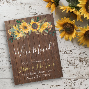 Wir sind umgezogen Neue Adresse Rustic Sunflower Ankündigungspostkarte